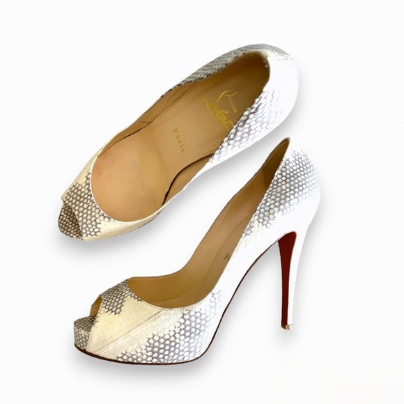 Christian Louboutin Shoes - Christian Louboutin Very Prive Watersnake Pumps EU 39 US 9 Platform Peep Heels